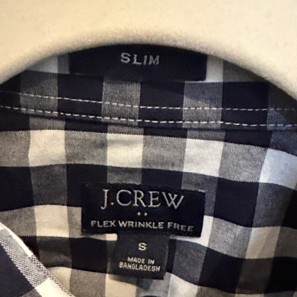 J. Crew Men's Navy and White Plaid Shirt - Picture 2 of 4